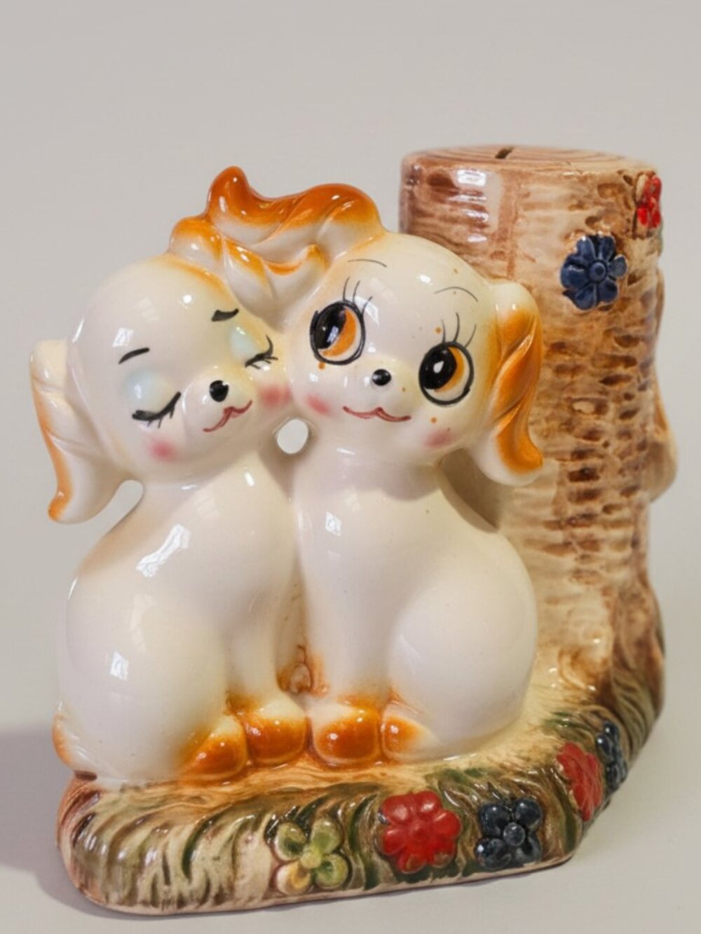 Vintage Japanese Porcelain Puppy Coin Bank 🐾 1950s–60s Kitsch Collectible